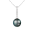 Black Cultured Tahitian Pearl and Diamond 14K White Gold Pendant 10-11mm