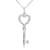 White Cubic Zirconia 14k White Gold Key Pendant With Chain 0.20ctw