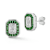 Rachel Zoe White and Green CZ Stud Earrings in Rhodium Over Sterling Silver