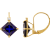 10K Yellow Gold Lab Created Sapphire and Diamond Princess Leverback
Earrings 3.40ctw