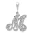 Rhodium Over 14k White Gold Solid Polished Script Filigree Textured
Letter M Initial Pendant