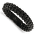 Black Leather and Stainless Steel Brushed Black IP-plated 8.5-inch Bracelet