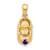 10k Yellow Gold 3D February Birthstone Amethyst Simulant Baby Shoe Charm