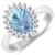 1.15ctw Blue Aquamarine and Diamond 14K White Gold Halo Ring