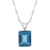14x10mm Emerald Cut London Blue Topaz Rhodium Over Sterling Silver
Pendant With Chain