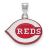 Rhodium Over Sterling Silver MLB LogoArt Cincinnati Reds Enamel Pendant
