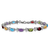 Rhodium Over 14k White Gold Rainbow Floral Gemstone and Diamond Bracelet