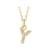 14K Yellow Gold Diamond Y Initial Pendant With Chain