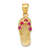 14K Yellow Gold 3D July Cubic Zirconia Birthstone Flip Flop Pendant
