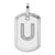 Rhodium Over 14k White Gold Diamond Initial U Dog Tag Charm