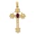 14K Yellow Gold 5x3mm Oval Rhodolite Garnet Cross Pendant