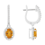 7x5mm Oval Citrine 1/3 ctw Diamond Rhodium Over Sterling Silver Halo
Dangle Earrings