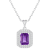 8x6mm Emerald Cut Amethyst And White Topaz Rhodium Over Sterling Silver
Double Halo Pendant w/Chain