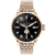 Mathey Tissot Men's Elica Black Dial, Rose Stainless Steel Watch