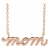 14K Rose Gold Petite Lowercase Script mom Necklace, 18 Inches.