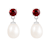 7.5-8mm White Cultured Freshwater Pearl and Garnet Rhodium Over Sterling
Silver Earrings