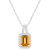 8x6mm Emerald Cut Citrine 1/6 ctw Diamond Rhodium Over Sterling Silver
Halo Pendant with Chain