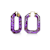 14K Yellow Gold Over Sterling Silver Acrylic Hoops in Purple with Glitter