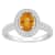 8x6mm Oval Citrine 1/5 ctw Diamond Rhodium Over Sterling Silver Halo Ring