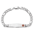 Rhodium Over 14k White Gold Medical Soft Diamond Shape Red Enamel Figaro
ID Bracelet