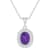 8x6mm Oval Amethyst and White Topaz Accent Rhodium Over Sterling Silver
Halo Pendant w/Chain