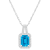 8x6mm Emerald Cut Blue Topaz 1/6 ctw Diamond Rhodium Over Sterling
Silver Halo Pendant with Chain