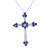 1.10ctw Sapphire and Diamond Cross Pendant in 14k White Gold