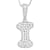 CZ Initial I Bubble Letter Pendant Necklace In Sterling Silver 1.38ctw