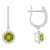 6mm Round Peridot 1/3 ctw Diamond Rhodium Over Sterling Silver Halo
Dangle Earrings