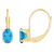 6x4mm Oval Blue Topaz 10k Yellow Gold Drop Earrings