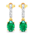 1.12ctw 14K Yellow Gold  Zambian Green Emerald and White Diamond Halo Earrings