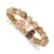 Rose Stainless Steel Antiqued and Polished Owl Taupe Dyed Jade Bracelet