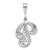 Rhodium Over 14k White Gold Solid Polished Script Filigree Textured
Letter P Initial Pendant