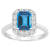 8x6mm Emerald Cut Swiss Blue Topaz And White Topaz Accents Rhodium Over
Sterling Silver Halo Ring