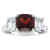 8mm Square Cushion Garnet And White Topaz Rhodium Over Sterling Silver Ring