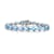 Blue Topaz Color CZ Pear Shape Tennis Bracelet In White Rhodium Over Brass