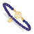 Yellow Stainless Steel Polished Tree of Life Blue Jade Stretch Bracelet