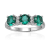 Green Emerald and Moissanite Sterling Silver 3-Stone Ring