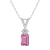 7x5mm Emerald Cut Pink Topaz with Diamond Accents 14k White Gold Pendant
With Chain