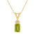 7x5mm Emerald Cut Peridot with Diamond Accents 14k Yellow Gold Pendant
With Chain