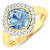 Cushion Cut Blue Aquamarine and White Diamond 14K Yellow Gold Halo Ring
1.72 ctw