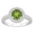 7mm Round Peridot 1/5 ctw Diamond Rhodium Over Sterling Silver Halo Ring