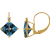 10K Yellow Gold Lab Created Aquamarine and Diamond Princess Leverback
Earrings 2.40ctw