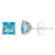 6mm Square Cut Blue Topaz Rhodium Over Sterling Silver Stud Earrings