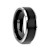 ASTON Black Brushed Center Tungsten Ring with Polished Beveled Edges 8mm