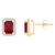 7x5mm Emerald Cut Created Ruby And Created White Sapphire 10k Yellow
Gold Halo Stud Earrings