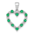 Rhodium Over 10k White Gold Diamond and 0.4 ctw Emerald Heart Pendant