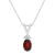 7x5mm Oval Garnet with Diamond Accents 14k White Gold Pendant With Chain