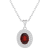 8x6mm Oval Garnet And White Topaz Accent Rhodium Over Sterling Silver
Double Halo Pendant w/Chain
