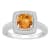 7mm Cushion Citrine 1/4 ctw Diamond Rhodium Over Sterling Silver Halo Ring
